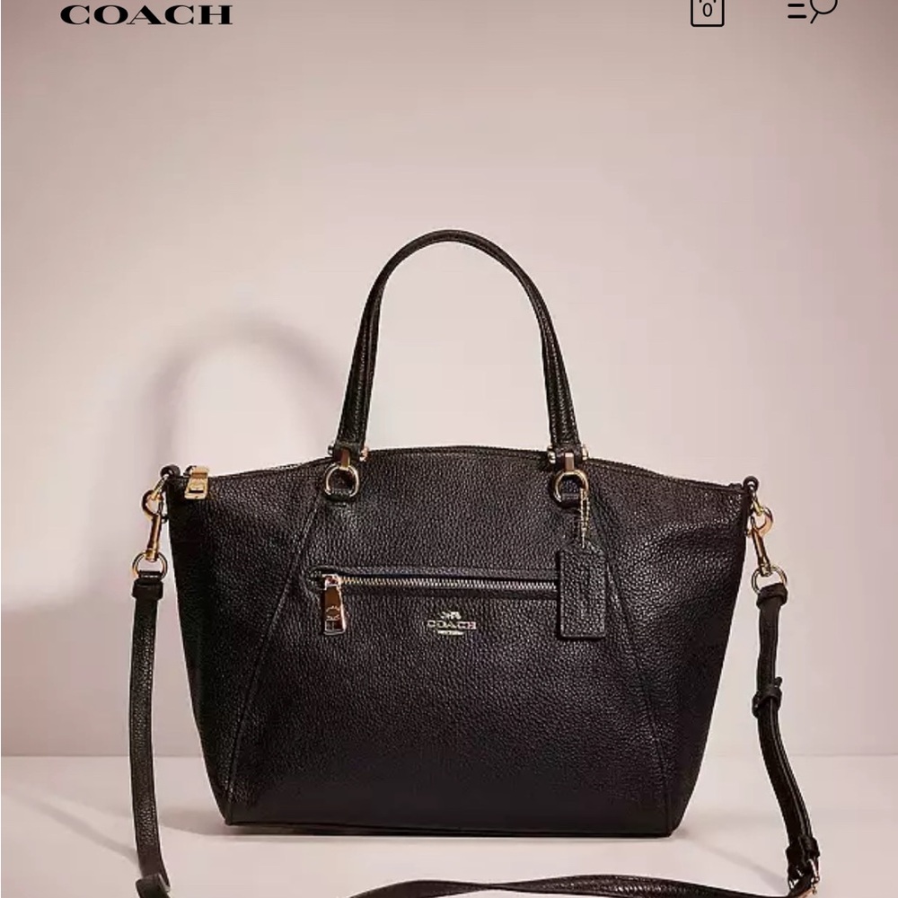 Coach Black Leather Satchel Bag with Structured Design